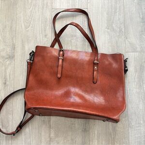 Elegant Brown/Cognac Leather Tote Bag